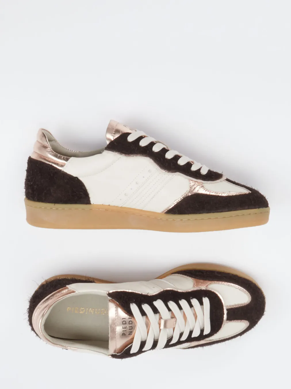 – Sneaker aus Velour/Leder in Roségold-Piedi Nudi Hot