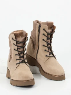 – Winter-Stiefelette aus Veloursleder Sandbeige-Piedi Nudi Hot