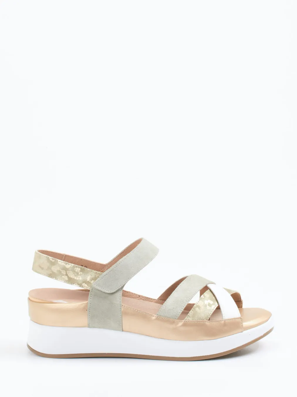 – Keilsandalette aus Veloursleder und Textil-Piesanto Outlet