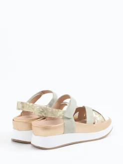 – Keilsandalette aus Veloursleder und Textil-Piesanto Outlet