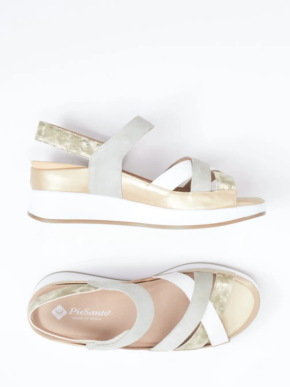 – Keilsandalette aus Veloursleder und Textil-Piesanto Outlet