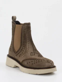 – Chelsea-Stiefelette aus Veloursleder Taupe-Pons Quintana Discount