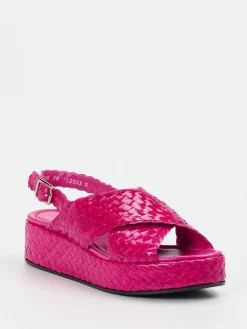 – Plateau-Sandale aus Flechtleder Fuchsia-Pons Quintana
