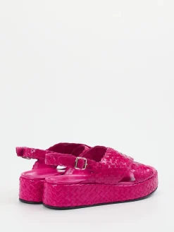 – Plateau-Sandale aus Flechtleder Fuchsia-Pons Quintana
