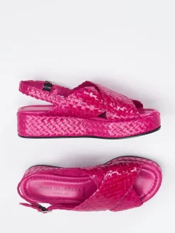 – Plateau-Sandale aus Flechtleder Fuchsia-Pons Quintana