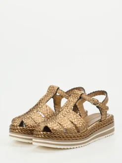 – Plateau-Sandale aus Flechtleder bronzegold-Pons Quintana Outlet