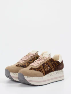 – Plattform-Sneaker aus Velour/Textil mit Leoprint-Premiata Online