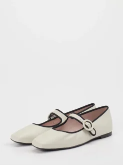 – Mary Jane Flats aus Glattleder Creme-Pretty Ballerinas
