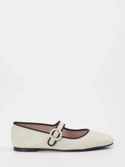 – Mary Jane Flats aus Glattleder Creme-Pretty Ballerinas