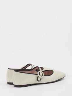 – Mary Jane Flats aus Glattleder Creme-Pretty Ballerinas