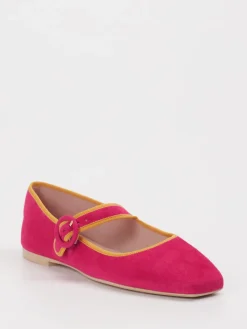 – Mary-Jane-Ballerinas aus Veloursleder Pink-Pretty Ballerinas Discount