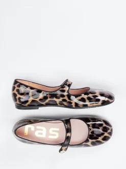 – Mary Janes aus geprägtem Leder mit Leopardmuster-RAS Clearance