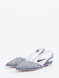 – Slingback-Ballerinas aus Denim mit Stsdetails-RAS New