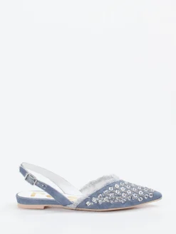 – Slingback-Ballerinas aus Denim mit Stsdetails-RAS New