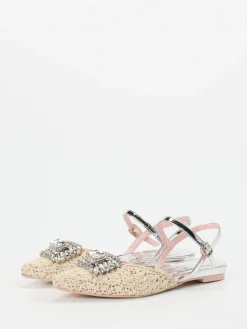 – Slingback-Ballerinas aus Bastgeflecht-RAS Sale