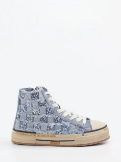 – High-Top Sneaker aus Denim mit Glitzer-Rebecca White Online