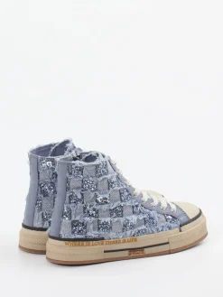 – High-Top Sneaker aus Denim mit Glitzer-Rebecca White Online