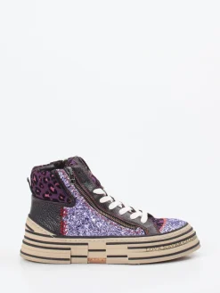 – High-Top Sneaker aus Metallic mit Glitzer-Rebecca White Clearance