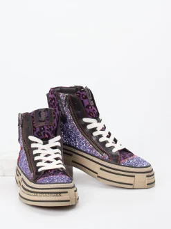 – High-Top Sneaker aus Metallic mit Glitzer-Rebecca White Clearance