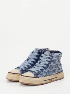 – High-Top Sneaker aus Denim-Textil-Rebecca White Hot