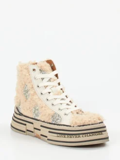 – High-Top-Sneaker aus Textil in-Rebecca White Sale