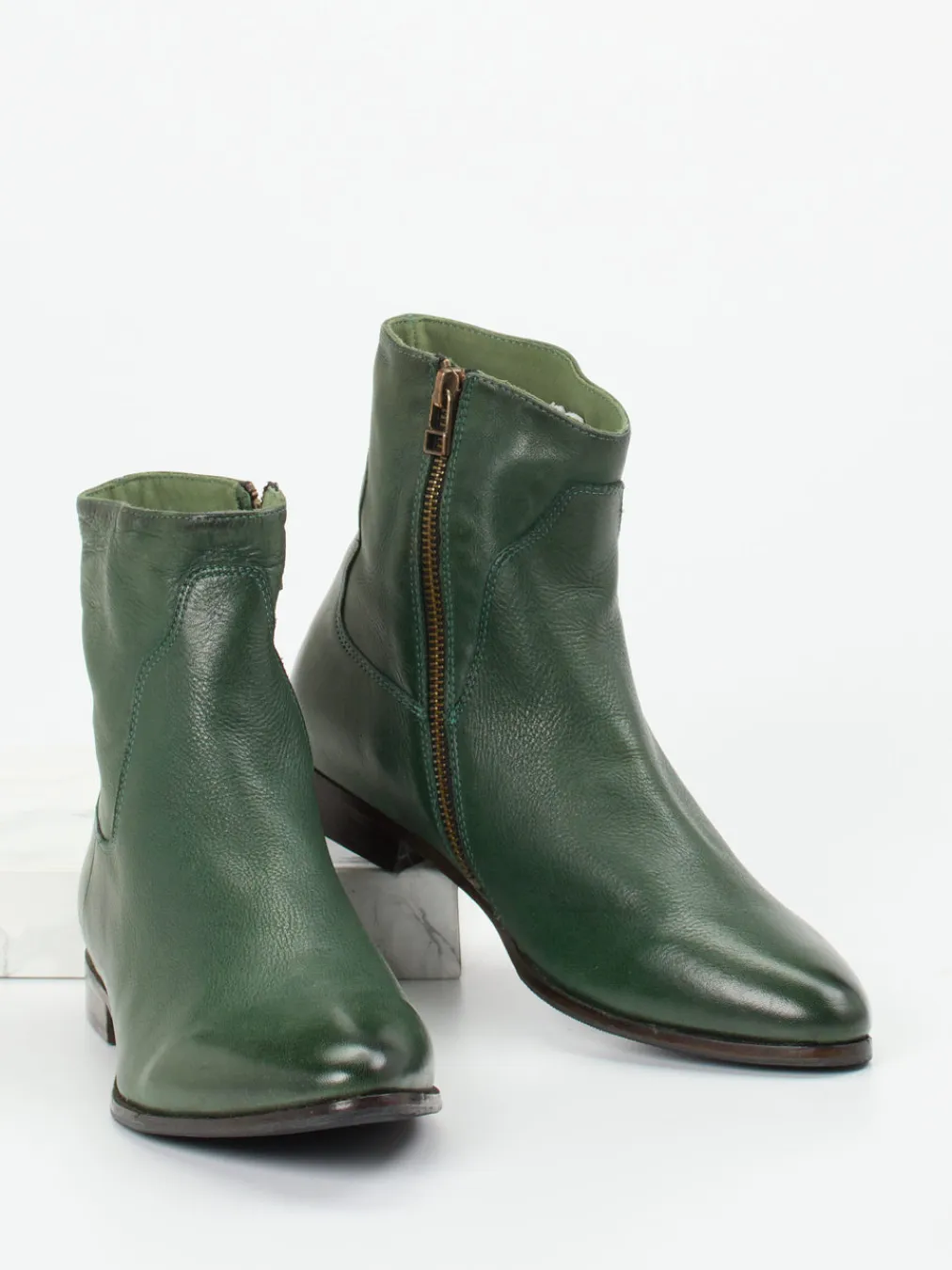 – Stiefelette aus Lammleder tannen-Rebecca White Outlet