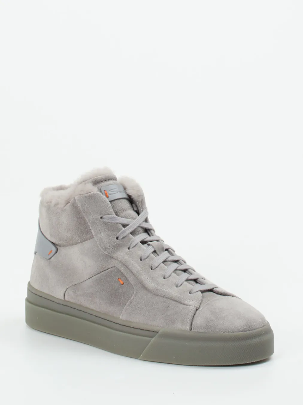 – High-Top Sneaker aus Veloursleder stein-Santoni Best