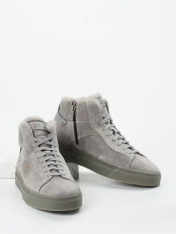 – High-Top Sneaker aus Veloursleder stein-Santoni Best