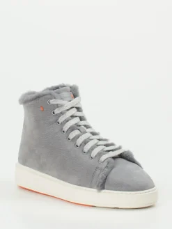 – High-Top-Sneaker aus Nubukleder hell-Santoni Clearance