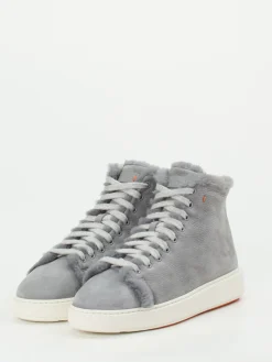 – High-Top-Sneaker aus Nubukleder hell-Santoni Clearance