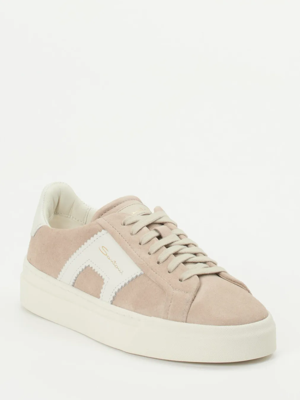 – Low-Top Sneaker aus Veloursleder Sandbeige-Santoni Sale