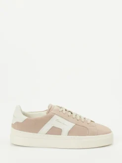 – Low-Top Sneaker aus Veloursleder Sandbeige-Santoni Sale