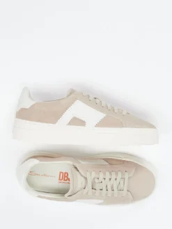 – Low-Top Sneaker aus Veloursleder Sandbeige-Santoni Sale