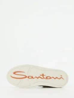 – Low-Top Sneaker aus Veloursleder Sandbeige-Santoni Sale