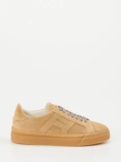 – Low-Top Sneaker aus Veloursleder sandbeige-Santoni
