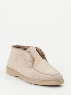 – Mokassin-Stiefelette aus Veloursleder beigegrau-Santoni Discount