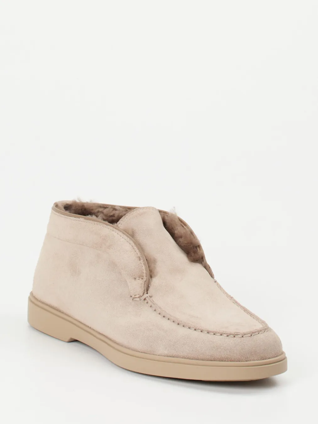 – Mokassin-Stiefelette aus Veloursleder beigegrau-Santoni Discount