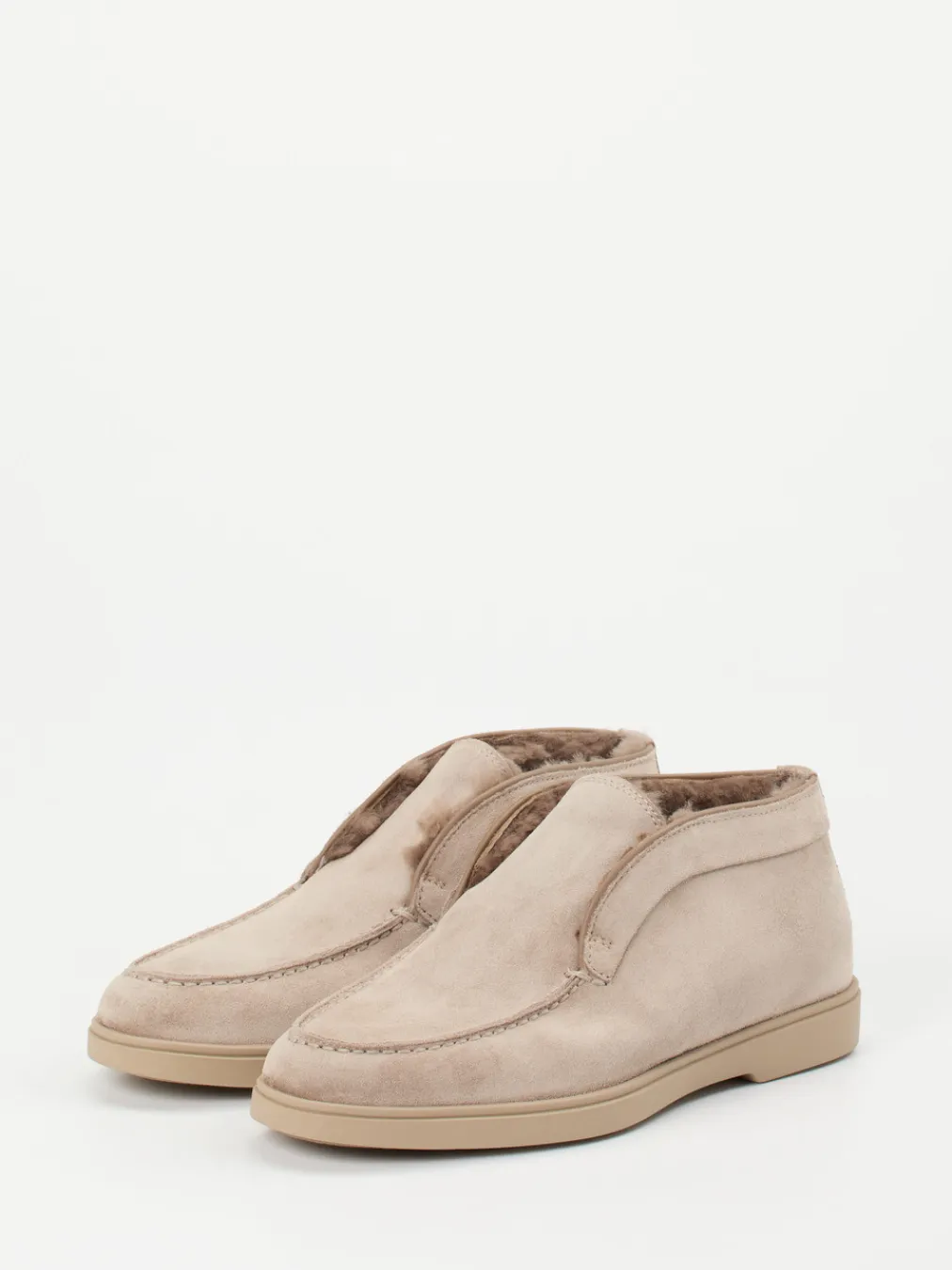 – Mokassin-Stiefelette aus Veloursleder beigegrau-Santoni Discount