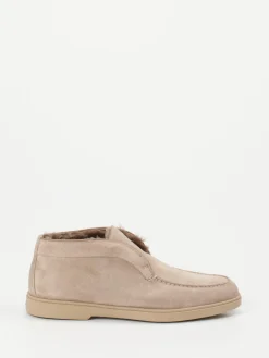 – Mokassin-Stiefelette aus Veloursleder beigegrau-Santoni Discount