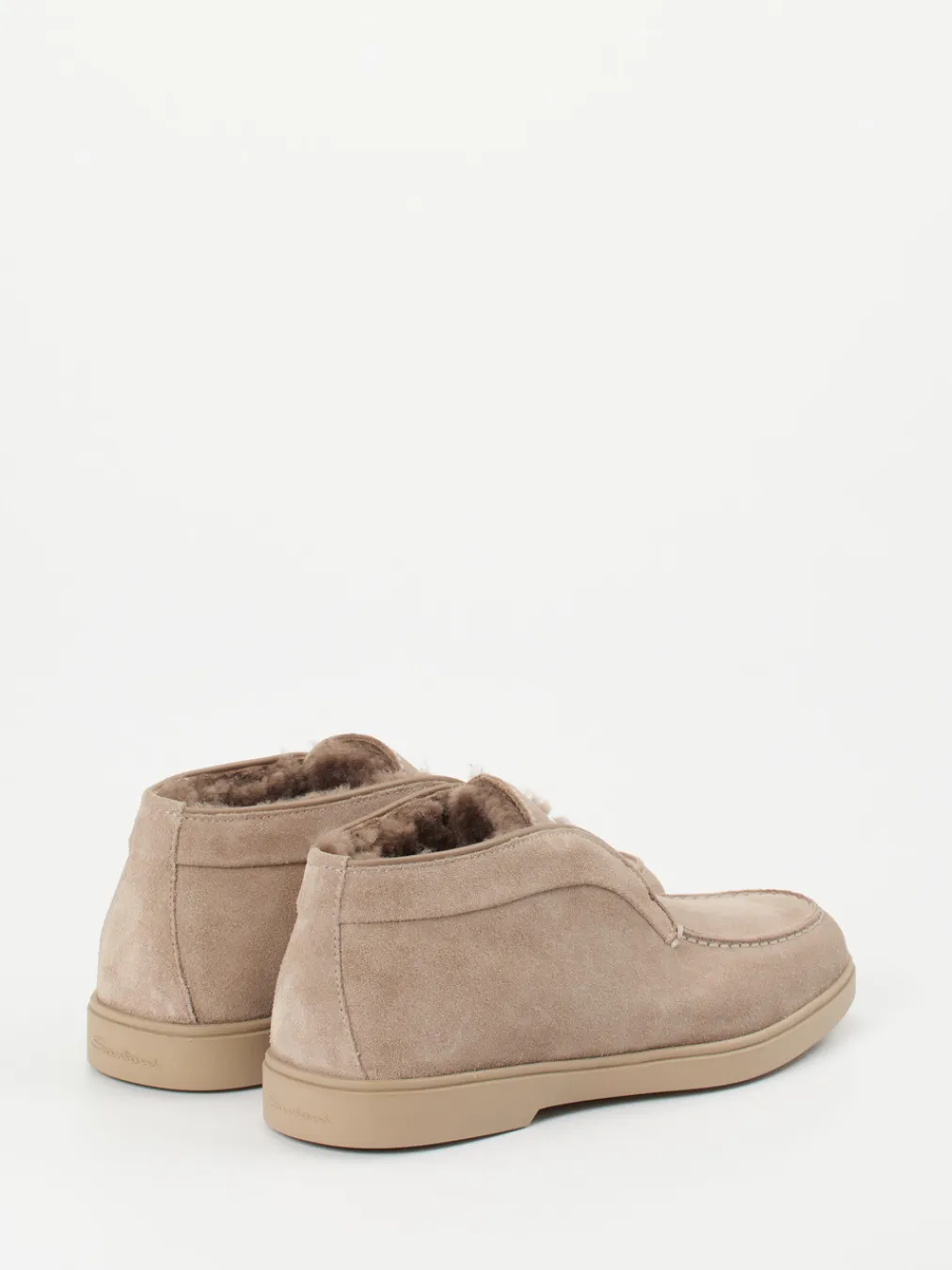 – Mokassin-Stiefelette aus Veloursleder beigegrau-Santoni Discount