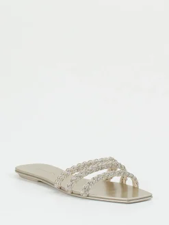 – Pantolette aus Metallic mit Strassdetails-Santoni Online