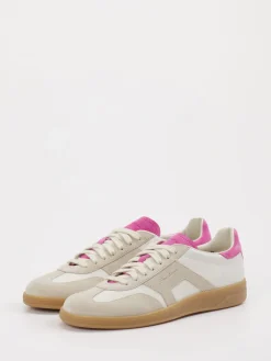 – Retro-Sneaker aus Leder Beige-Pink-Santoni Online