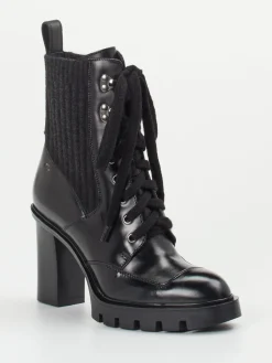 – Schnürstiefelette aus Hochglanzleder Schwarz-Santoni Outlet