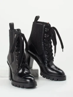 – Schnürstiefelette aus Hochglanzleder Schwarz-Santoni Outlet