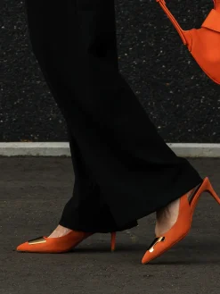 – Slingback-Pumps aus Veloursleder Koralle-Santoni Clearance