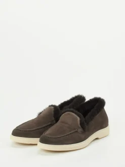 – Slipper aus Veloursleder dunkel-Santoni Discount