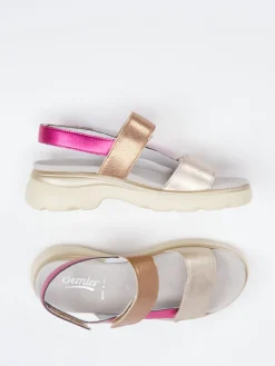 – Klettsandale aus Metallic-Kalbleder-Semler Sale