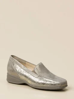 – Komfort-Loafer aus Metallicleder silbergrau-Semler Sale