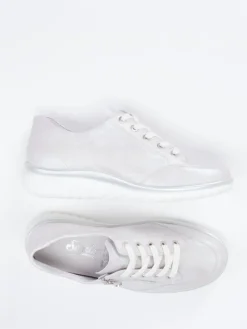 – Komfort-Sneaker aus Kalbleder hell-Semler Outlet