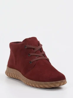– Schnürstiefelette aus Veloursleder bordeaux-Semler Hot